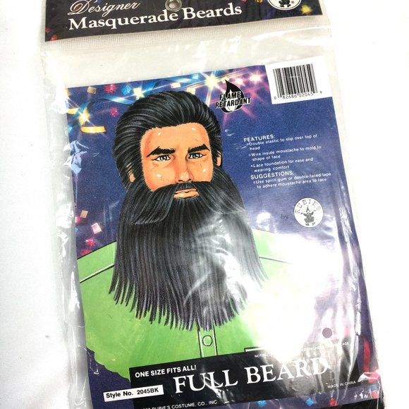 Full Straight Black Beard & Moustache Rubies 2045 NWT - Picture 2 of 9